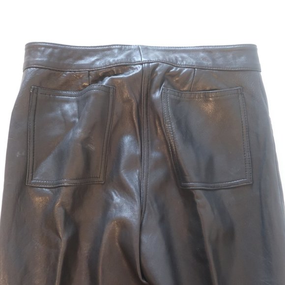 Womens Perellel Black Flat Front Leather Pants 6 * - Picture 10 of 13